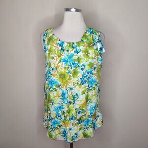 Ann Taylor Loft Sleeveless Top  Floral Tie Shoulder